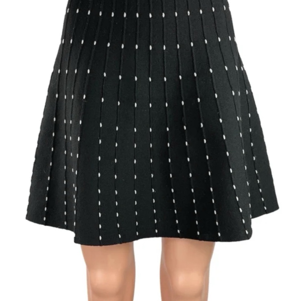 Anne Klein Black A-Line Skirt with White Dots